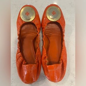 Tory Burch Patent Leather Ballet Flats - Orange - 8